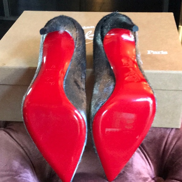 Christian Louboutin Silver Metallic Pony Hair Pump - Picture 4 of 4